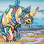 abstract landscape art- cute animals