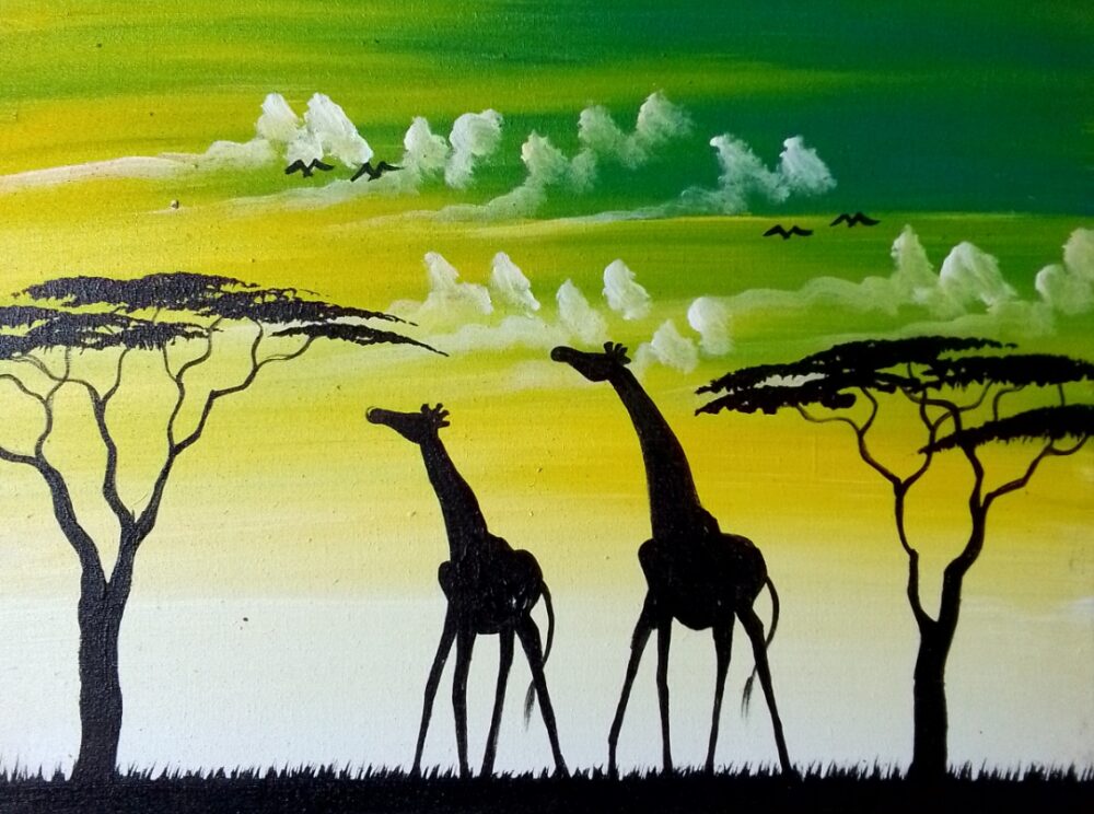 Sunset giraffes